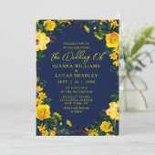 Elegant Yellow Waterverf Botanical Floral Wedding Kaart (Staand voorkant)