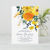 Elegant Yellow Waterverf Botanical Floral Wedding Kaart (Staand voorkant)