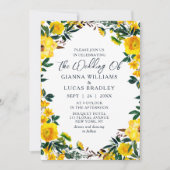Elegant Yellow Waterverf Botanical Floral Wedding Kaart (Voorkant)