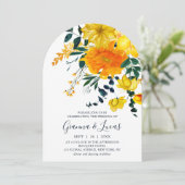 Elegant Yellow Waterverf Botanical Floral Wedding Kaart (Staand voorkant)