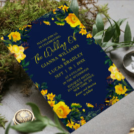 Elegant Yellow Waterverf Botanical Floral Wedding Kaart