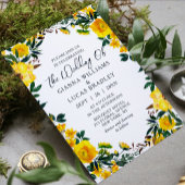 Elegant Yellow Waterverf Botanical Floral Wedding Kaart