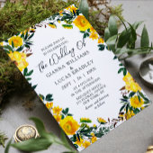 Elegant Yellow Waterverf Botanical Floral Wedding Kaart