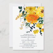 Elegant Yellow Waterverf Botanical Floral Wedding Kaart (Voorkant)