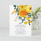 Elegant Yellow Waterverf Botanical Floral Wedding Kaart (Staand voorkant)