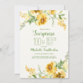 Elegant Yellow Waterverf Floral 100th Birthday Kaart (Voorkant)