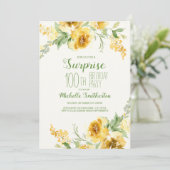 Elegant Yellow Waterverf Floral 100th Birthday Kaart (Staand voorkant)
