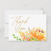 Elegant Yellow Waterverf Floral Bedankkaart (Voorkant)