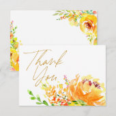 Elegant Yellow Waterverf Floral Bedankkaart (Voorkant / Achterkant)