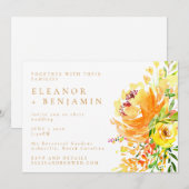 Elegant Yellow Waterverf Floral Stylish Wedding Kaart (Voorkant / Achterkant)