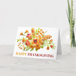 Elegant Yellow Waterverf Floral Thanksgiving Feestdagen Kaart