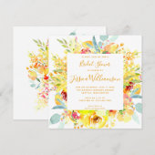 Elegant Yellow Waterverf Floral Vrijgezellenfeest Kaart (Voorkant / Achterkant)