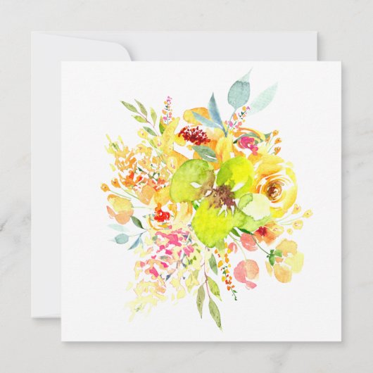 Elegant Yellow Waterverf Floral Vrijgezellenfeest Kaart (Achterkant)