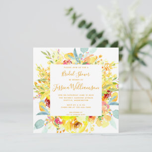 Elegant Yellow Waterverf Floral Vrijgezellenfeest Kaart