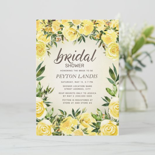 Elegant Yellow Waterverf Floral Vrijgezellenfeest Kaart (Staand voorkant)