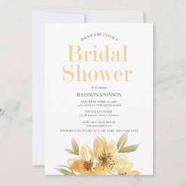 Elegant Yellow Waterverf Floral Vrijgezellenfeest Kaart