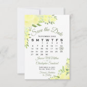 Elegant Yellow Waterverf Floral Wedding Calendar Save The Date (Voorkant)