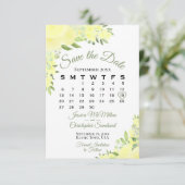 Elegant Yellow Waterverf Floral Wedding Calendar Save The Date (Staand voorkant)