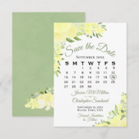 Elegant Yellow Waterverf Floral Wedding Calendar