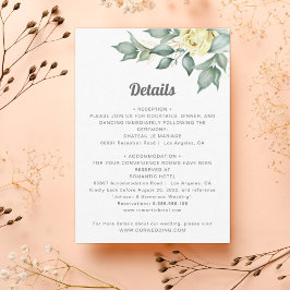 Elegant yellow waterverf rozen trouwgegevens informatiekaartje