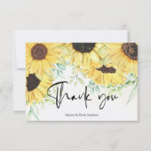 Elegant Yellow Waterverf Rustige zonnebloemen Bedankkaart (Voorkant)