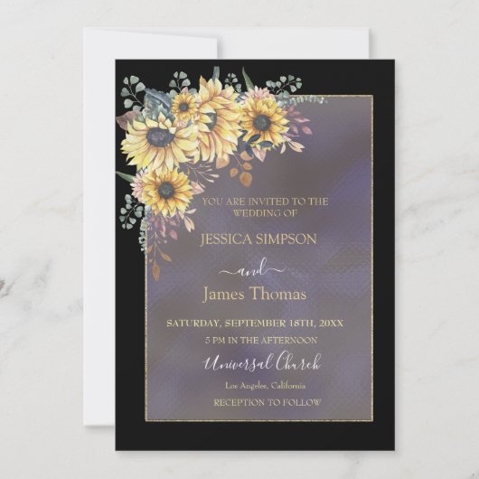 Elegant Yellow Waterverf Sunflower Sunny Kaart (Voorkant)