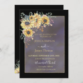 Elegant Yellow Waterverf Sunflower Sunny Kaart (Voorkant / Achterkant)