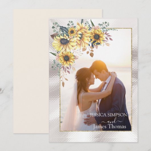 Elegant Yellow Waterverf Sunflower Sunny Kaart (Voorkant / Achterkant)