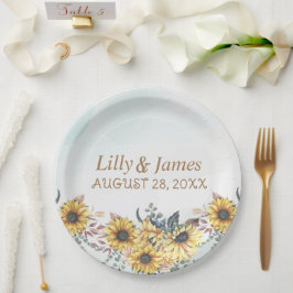 Elegant Yellow Waterverf Sunflower Sunny Papieren Bordje