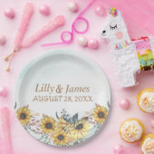 Elegant Yellow Waterverf Sunflower Sunny Papieren Bordje (Feest)