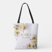 Elegant Yellow Waterverf Sunflower Sunny Tote Bag (Achterkant)