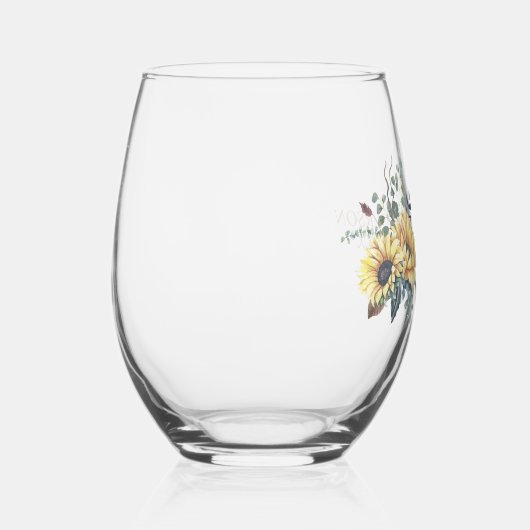 Elegant Yellow Waterverf Sunflower Sunny Wijnglas Zonder Voet (Rechts)