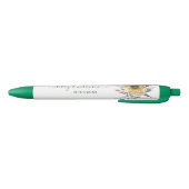 Elegant Yellow Waterverf Sunflower Sunny Zwarte Inkt Pen (Bodem)
