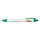 Elegant Yellow Waterverf Sunflower Sunny Zwarte Inkt Pen (Bovenkant)