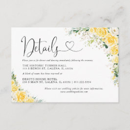 Elegant Yellow Wedding Details Card Informatiekaartje