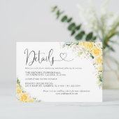 Elegant Yellow Wedding Details Card Informatiekaartje (Staand voorkant)