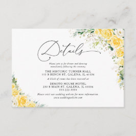 Elegant Yellow Wedding Details Card Informatiekaartje