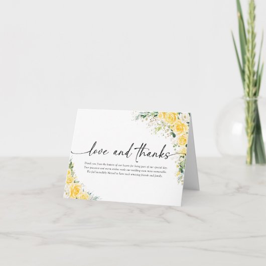 Elegant Yellow Wedding Folded Thank You Card Bedankkaart (Voorkant)