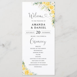 Elegant Yellow Wedding Program Programmakaart