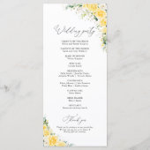 Elegant Yellow Wedding Program Programmakaart (Achterkant)