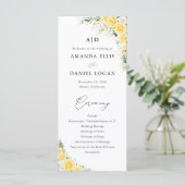 Elegant Yellow Wedding Program Programmakaart (Staand voorkant)