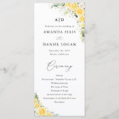 Elegant Yellow Wedding Program Programmakaart (Voorkant)