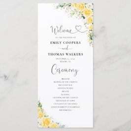 Elegant Yellow Wedding Program Programmakaart
