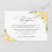 Elegant Yellow Wedding Reception Card Informatiekaartje (Voorkant)
