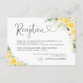 Elegant Yellow Wedding Reception Card Informatiekaartje (Voorkant)