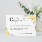 Elegant Yellow Wedding Reception Card Informatiekaartje (Staand voorkant)