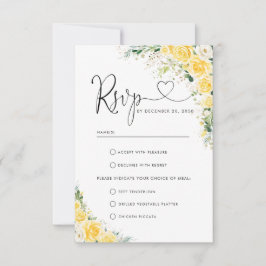 Elegant Yellow Wedding RSVP Card
