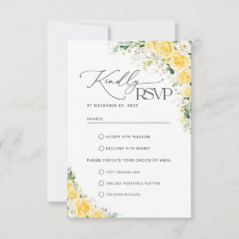 Elegant Yellow Wedding RSVP Card