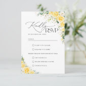 Elegant Yellow Wedding RSVP Card (Staand voorkant)
