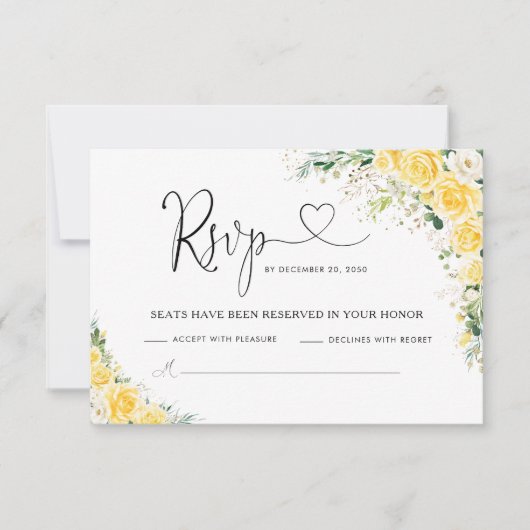 Elegant Yellow Wedding RSVP Card (Voorkant)